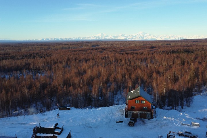 Aerial view of Battle Dawgs beneath Denali